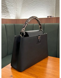 LOUIS VUITTON CAPUCINE IN BLACK WITH PYTHON TOP HANDLE