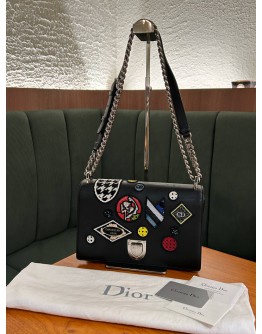 CHRISTIAN DIOR MEDIUM BLACK PATCHWORK DIORAMA BAG