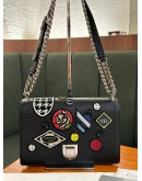 CHRISTIAN DIOR MEDIUM BLACK PATCHWORK DIORAMA BAG