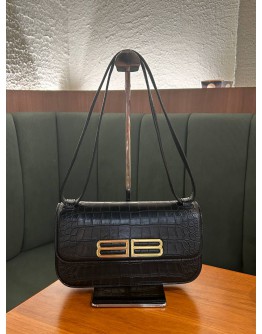 BALENCIAGA GOSSIP EMBOSSED CROCO LEATHER
