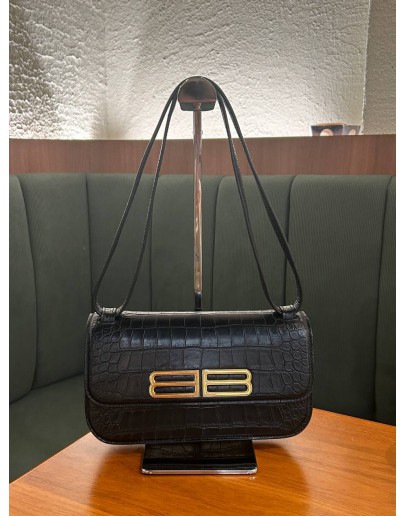 BALENCIAGA GOSSIP EMBOSSED CROCO LEATHER