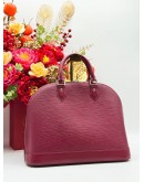 LOUIS VUITTON ALMA MM TOP HANDLE BAG IN MAROON EPI LEATHER   