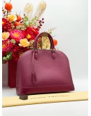 LOUIS VUITTON ALMA MM TOP HANDLE BAG IN MAROON EPI LEATHER   