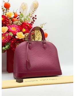 LOUIS VUITTON ALMA MM TOP HANDLE BAG IN MAROON EPI LEATHER   