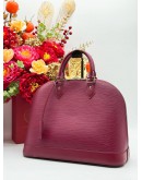 LOUIS VUITTON ALMA MM TOP HANDLE BAG IN MAROON EPI LEATHER   