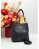 COACH MOLLIE BUCKET SHOULDER & CROSSBODY BAG IN BLACK PEBBLED LEATHER