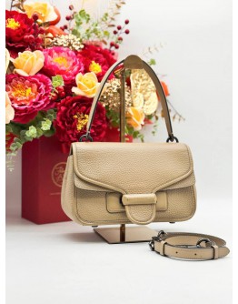 COACH CODY FLAP SHOULDER & CROSSBODY BAG IN BEIGE PEBBLED LEATHER