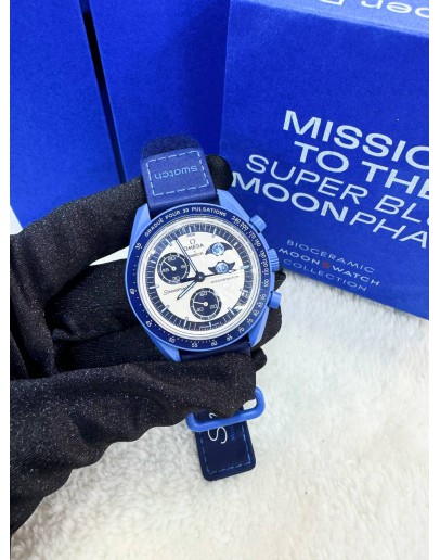 OMEGA X SWATCH BIOCERAMIC MOONSWATCH MISSON TO THE SUPER BLUE MOONPHASE