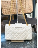 CHANEL MEDIUM DOUBLE FLAP LIMITED EDITION RUSSIN CONNECTION PARIS-MOSCOW RUNWAY PIECE EGGSHELL COTTON WOOL ROMANOV 2.55 REISSUE CHAIN BAG