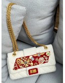 CHANEL MEDIUM DOUBLE FLAP LIMITED EDITION RUSSIN CONNECTION PARIS-MOSCOW RUNWAY PIECE EGGSHELL COTTON WOOL ROMANOV 2.55 REISSUE CHAIN BAG