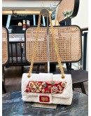 CHANEL MEDIUM DOUBLE FLAP LIMITED EDITION RUSSIN CONNECTION PARIS-MOSCOW RUNWAY PIECE EGGSHELL COTTON WOOL ROMANOV 2.55 REISSUE CHAIN BAG