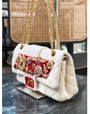 CHANEL MEDIUM DOUBLE FLAP LIMITED EDITION RUSSIN CONNECTION PARIS-MOSCOW RUNWAY PIECE EGGSHELL COTTON WOOL ROMANOV 2.55 REISSUE CHAIN BAG
