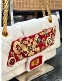 CHANEL MEDIUM DOUBLE FLAP LIMITED EDITION RUSSIN CONNECTION PARIS-MOSCOW RUNWAY PIECE EGGSHELL COTTON WOOL ROMANOV 2.55 REISSUE CHAIN BAG