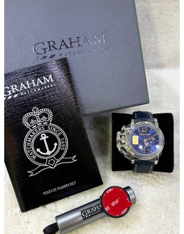 GRAHAM CHRONOFIGHTER VINTAGE GOLD EMERGENCY BLUE EDITION DIAL INALID WITH 1G 999 GOLD BAR REF 2CVAS.U20A 44MM AUTOMATIC WATCH