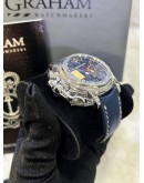 GRAHAM CHRONOFIGHTER VINTAGE GOLD EMERGENCY BLUE EDITION DIAL INALID WITH 1G 999 GOLD BAR REF 2CVAS.U20A 44MM AUTOMATIC WATCH