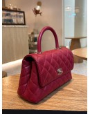 CHANEL SMALL COCO HANDLE QUILTED CAVIAR LEATHER IN RED & GOLD HARDWARE