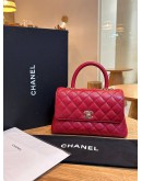 CHANEL SMALL COCO HANDLE QUILTED CAVIAR LEATHER IN RED & GOLD HARDWARE