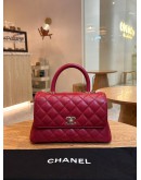 CHANEL SMALL COCO HANDLE QUILTED CAVIAR LEATHER IN RED & GOLD HARDWARE