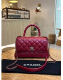 CHANEL SMALL COCO HANDLE QUILTED CAVIAR LEATHER IN RED & GOLD HARDWARE