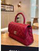 CHANEL SMALL COCO HANDLE QUILTED CAVIAR LEATHER IN RED & GOLD HARDWARE