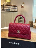 CHANEL SMALL COCO HANDLE QUILTED CAVIAR LEATHER IN RED & GOLD HARDWARE