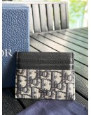CHRISTIAN DIOR CARD HOLDER IN BEIGE BLACK DIOR OBLIQUE JACQUARD WITH BLACK GRAINED CALF LEATHER