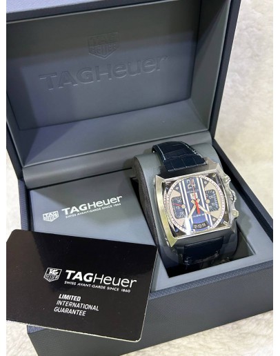 TAG HEUER MONACO CALIBRE 36 CHRONOGRAPH REF CAL5111 BLUE DIAL 40.5MM AUTOMATIC WATCH