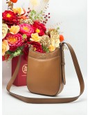 KATE SPADE LEILA NORTH SOUTH CROSSBODY BAG IN BROWN PEBBLED LEATHER