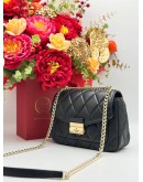 KATE SPADE CAREY SMALL FLAP SHOULDER BAG IN BLACK CALFSKIN LEATHER