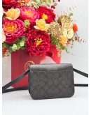 COACH BRYNN FLAP CROSSBODY BAG IN BROWN BLACK CANVAS & CALFSKIN LEATHER