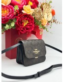COACH BRYNN FLAP CROSSBODY BAG IN BROWN BLACK CANVAS & CALFSKIN LEATHER