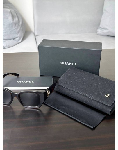 CHANEL RECTANGLE SUNGLASS IN ACETATE TORTOISE FRAME