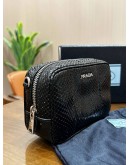 PRADA WATERSNAKE MINI CAMERA BAG IN BLACK SHINNY PYTHON LEATHER 