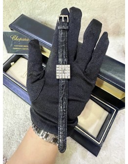 CHOPARD ICE CUBE FULL DIAMONDS FACTORY DIAMONDS IN 18K 750 WHITE GOLD 26MM QUARTZ WATCH 