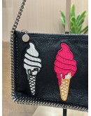 STELLA MCCARTNEY FALABELLA ICE APPLIQUÉ BAG IN SILVER CHAIN & EMBROIDERED ICE CREAM CONE 