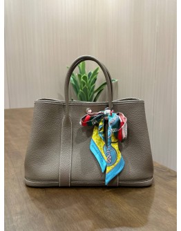 HERMÈS GARDEN PARTY 30 IN ETOUPE GRAINED NEGONDA LEATHER 