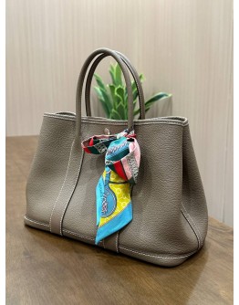 HERMÈS GARDEN PARTY 30 IN ETOUPE GRAINED NEGONDA LEATHER 