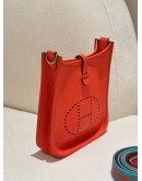  HERMES MINI EVELYNE TPM CLASSIC ORANGE TOGO LEATHER  WITH SILVER HARDWARE SHOULDER BAG STAMP Z