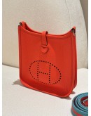  HERMES MINI EVELYNE TPM CLASSIC ORANGE TOGO LEATHER  WITH SILVER HARDWARE SHOULDER BAG STAMP Z