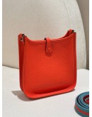  HERMES MINI EVELYNE TPM CLASSIC ORANGE TOGO LEATHER  WITH SILVER HARDWARE SHOULDER BAG STAMP Z